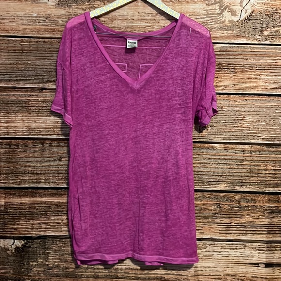 Pink Victoria secrets•Pink V Neck Short Sleeve Burnout Tee - Picture 3 of 3